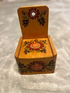 Russian Hand-Painted Floral Wooden Salt box